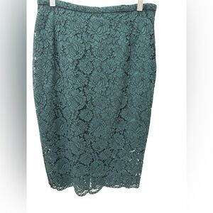 H & M Green Lace Pencil Skirt